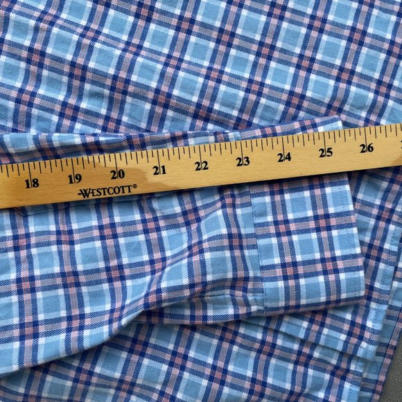 Vineyard Vines Whale Pink Blue Plaid Classic Fit Shirt Button Down Shirt Size XL - Picture 7 of 10